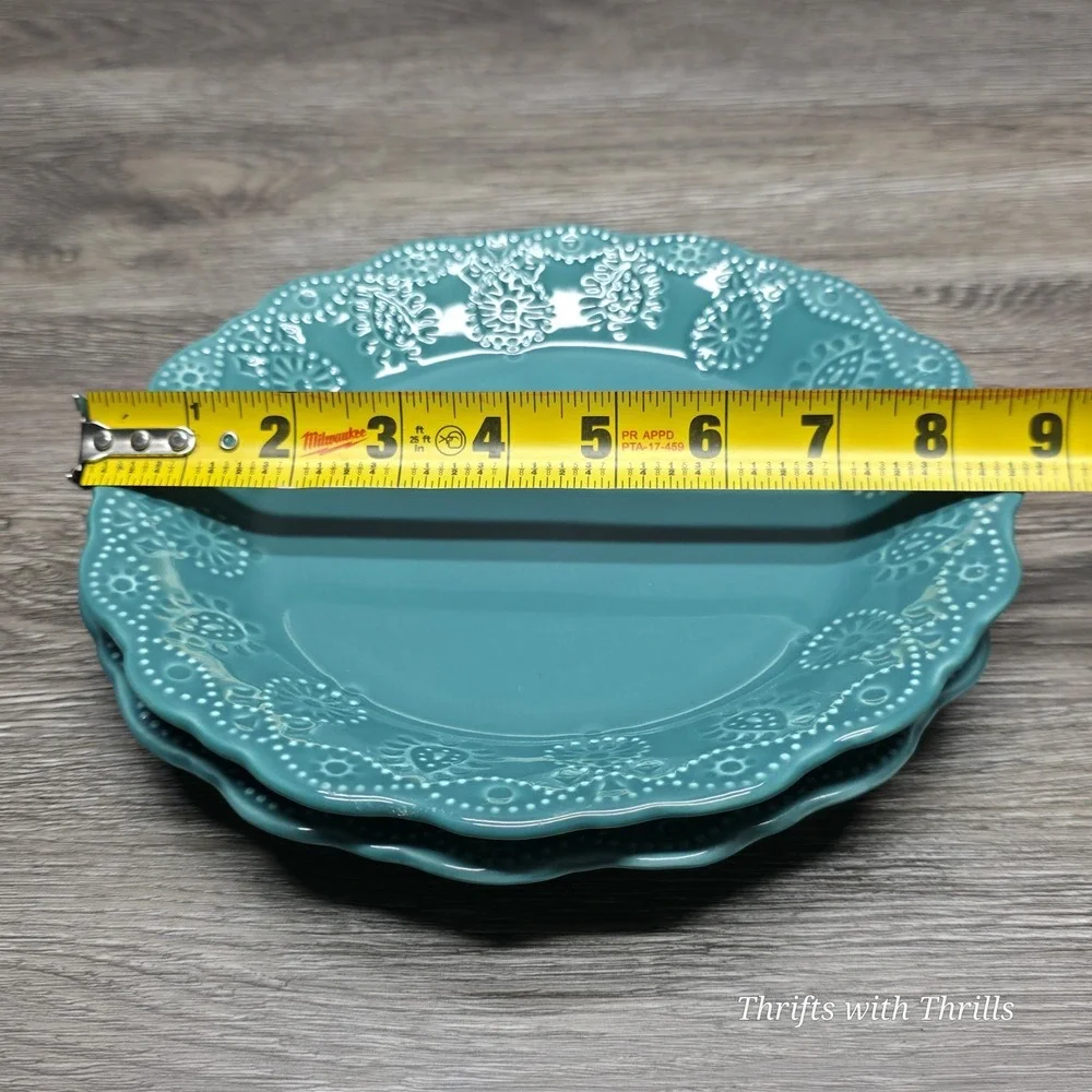 Pioneer‎ Woman Lace Cowgirl Stoneware - Teal - Two Replacement 8.5